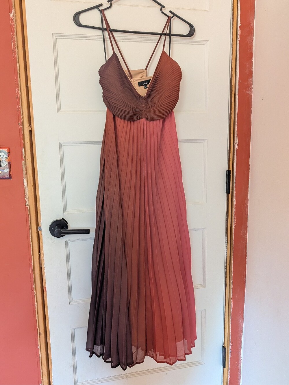 Pleated Ombre Maxi Dress - Warm Rose Gradient